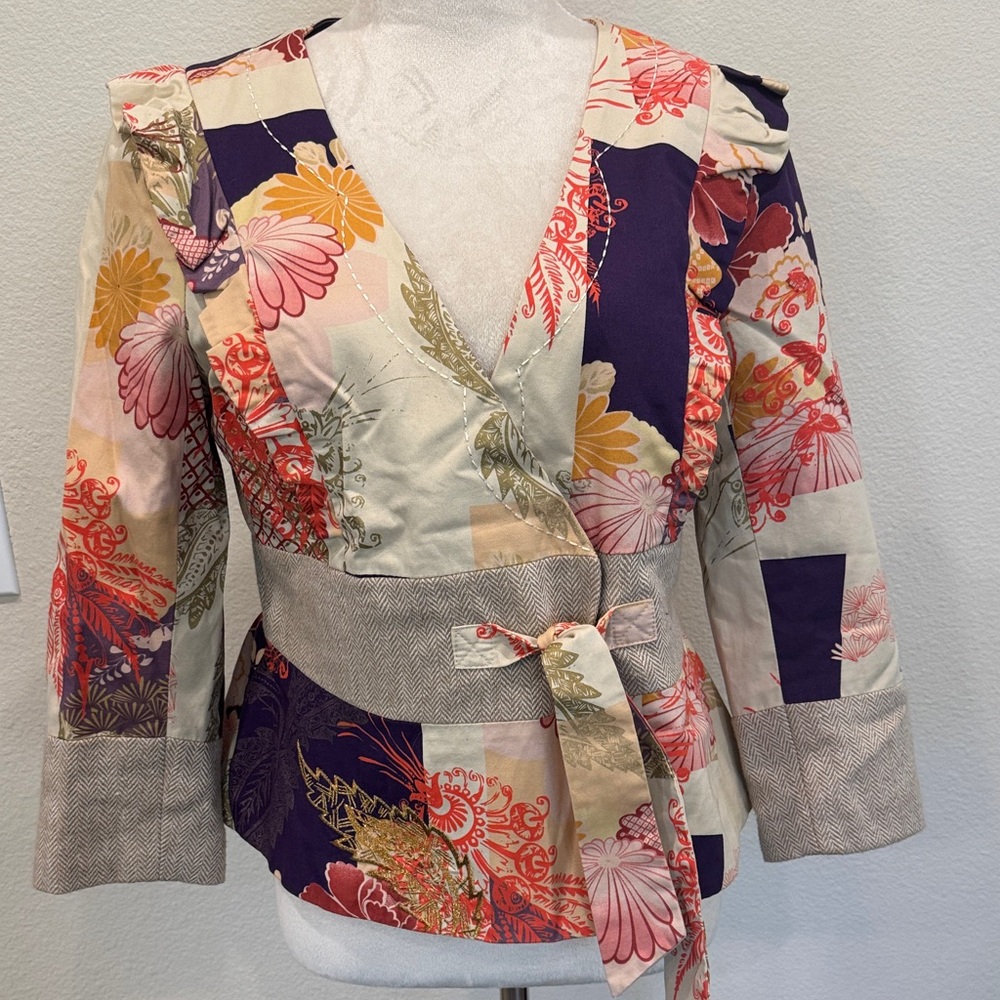 Elevenses Multicolor Floral Patchwork Blazer - image 1